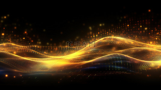 金色发光移动的高速波浪线黑色抽象4