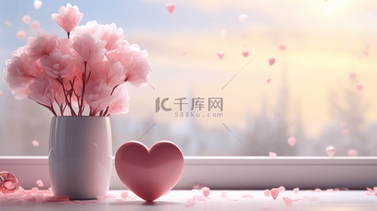 粉色系心型浪漫情人节背景27