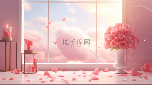 粉色系心型浪漫情人节背景2