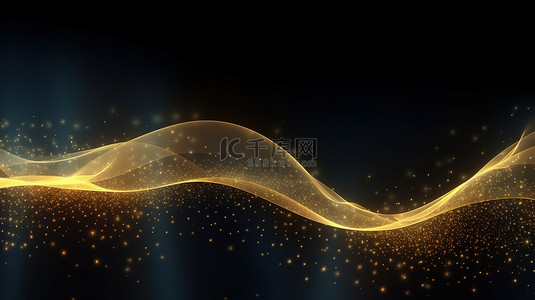 金色发光移动的高速波浪线黑色抽象6