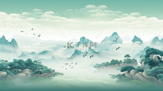 中国风唯美意境山水风景背景19