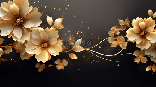 黑色和金色花卉背景。