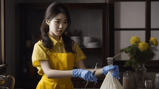 家政服务女性手提清洁工具女生