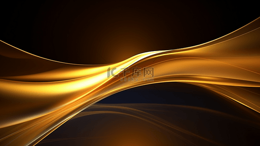 金色波浪线背景图片_抽象金色背景，有光滑的波浪线。