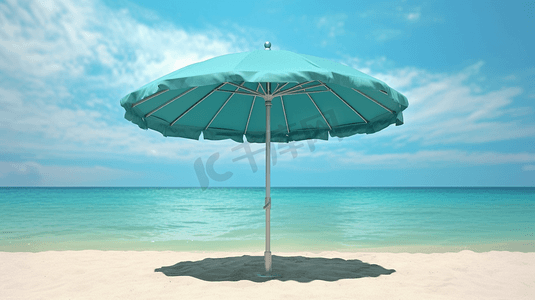 夏天夏季太阳伞沙滩大海海洋海边假期遮阳旅游旅行度假摄影图配图夏日