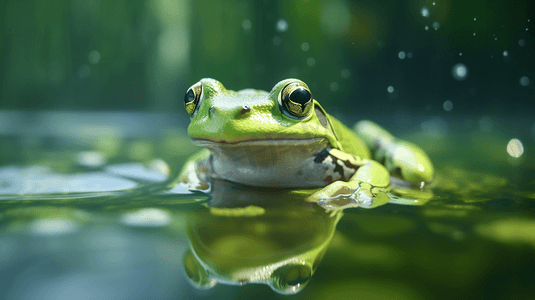 绿水上的白青蛙