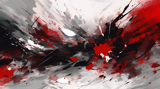 红白黑三色抽象画