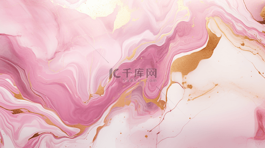 流动的液体背景图片_金色和粉色流体图案背景