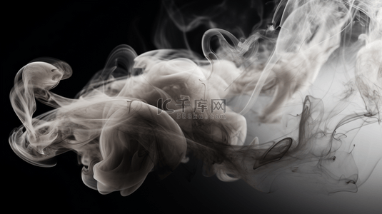 墨色烟雾背景图片_蓬松浓密的黑白色烟雾迷雾烟云运动黑色背景