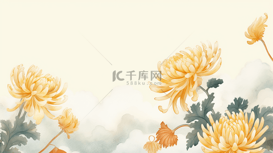 唯美金黄色菊花重阳节背景18