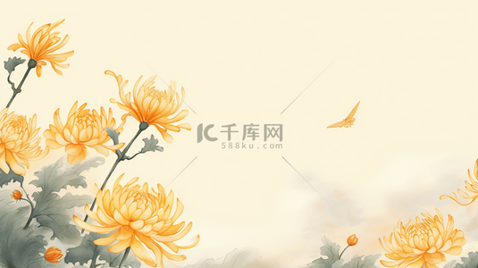 唯美金黄色菊花重阳节背景17