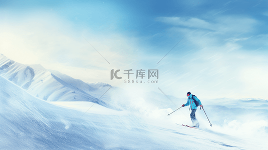 雪地背景图片_白色雪地雪山极限运动滑雪
