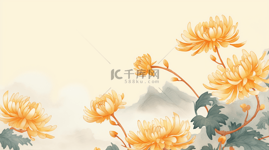 唯美金黄色菊花重阳节背景12