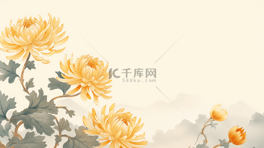 唯美金黄色菊花重阳节背景8