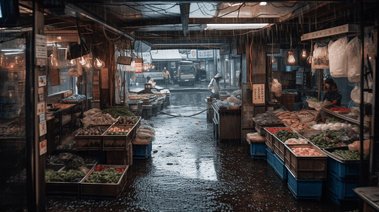 下雨天的菜市场街拍2
