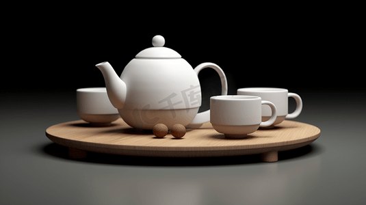陶瓷摄影照片_极简陶瓷纯色茶具