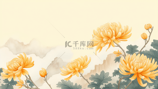 唯美金黄色菊花重阳节背景14