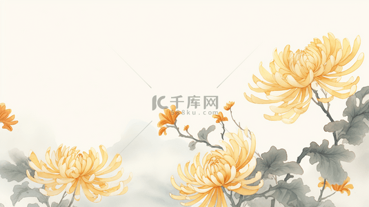 唯美金黄色菊花重阳节背景3