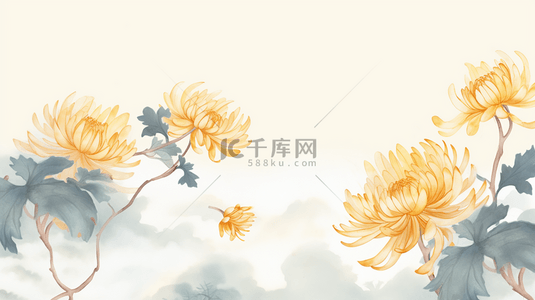 唯美金黄色菊花重阳节背景2