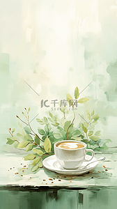 咖啡背景图片_水彩风一杯咖啡休闲咖啡背景9