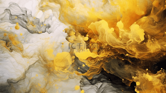 质感海洋背景图片_金色闪闪发光的抽象背景，豪华的白烟丙烯颜料在水下爆炸，宇宙旋转的墨水。