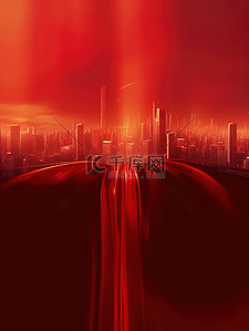 中国国庆背景图片_国庆大气红色背景城市轮廓11