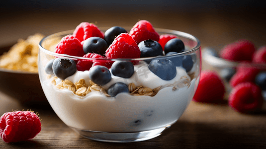 美食食物早餐水果酸奶燕麦减肥减脂餐代餐