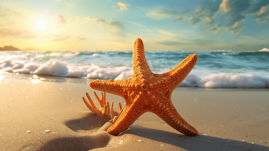 海星沙子大海沙滩海滩风景摄影图3