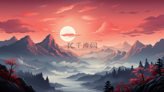 自然风景图片背景图片_夕阳云朵自然风光背景图片