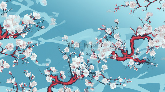 中国风浅蓝色花卉花朵壁纸7