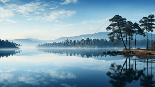 天空背景图片背景图片_平静的湖自然风光背景图片