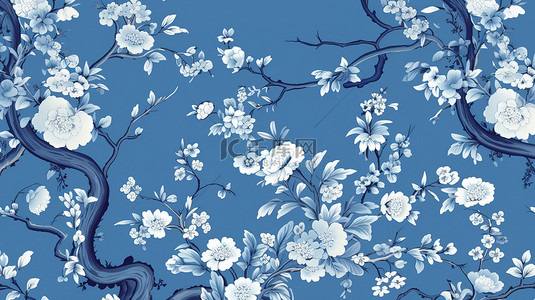 中国风浅蓝色花卉花朵壁纸5