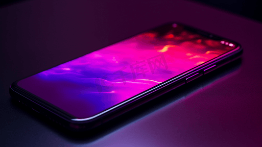 紫色背景的手机特写