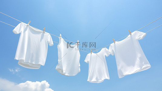 蓝天白云下挂白色T恤蓝天背景13