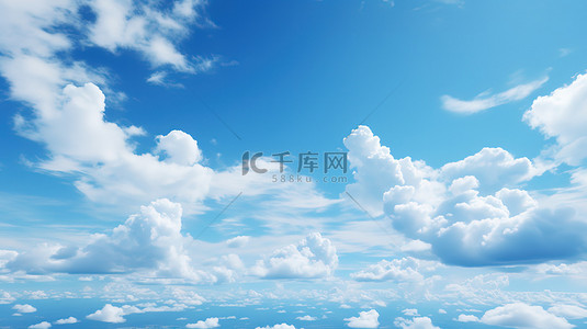 蓝色天空背景图片_蓝色天空与蓬松云层天空背景3