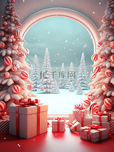 礼物背景图片_圣诞树礼物节日气氛背景14