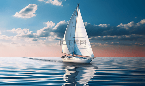 蓝色帆船背景背景图片_扬帆起航励志海报背景