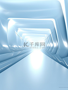 浅蓝色白色光带3D立体电商空间10