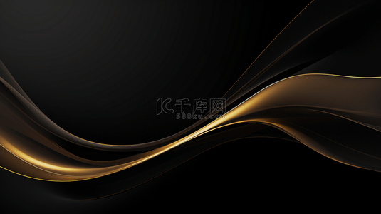在黑色奢华的背景上，金色曲线线条配有闪闪发光的装饰效果。