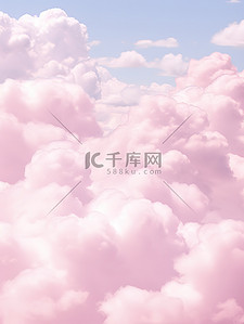 天空蓬松淡粉色棉花糖云背景9