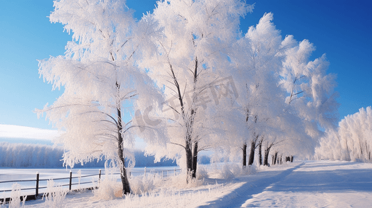 冬日树挂雪景摄影