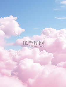 天空蓬松淡粉色棉花糖云背景17