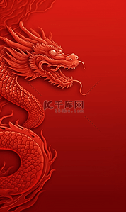 红色海报中国风背景图片_红色简约中国风龙年海报背景