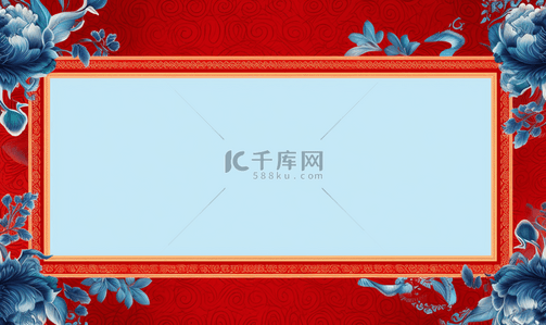 蓝底花纹背景图片_中国节日青花瓷花纹装饰背景
