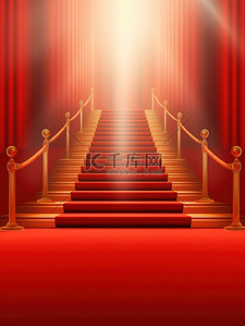 红地毯背景图片_红地毯电影照明红色背景15