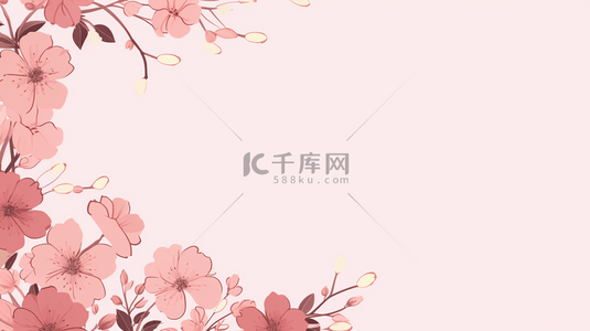 矢量花朵花朵背景图片_带有粉色审美背景上花卉涂鸦的花卉图片框矢量图。