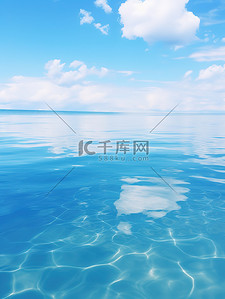 海天一色镜像海洋蓝天背景2