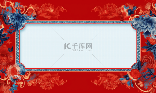 蓝底花纹背景图片_青花瓷花纹中国节日装饰背景