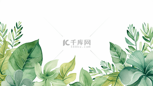 绿叶水彩背景图片_米色叶子水彩背景。