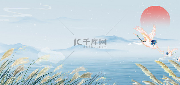 中国二十四节气背景图片_二十四节气白露中国风海报背景